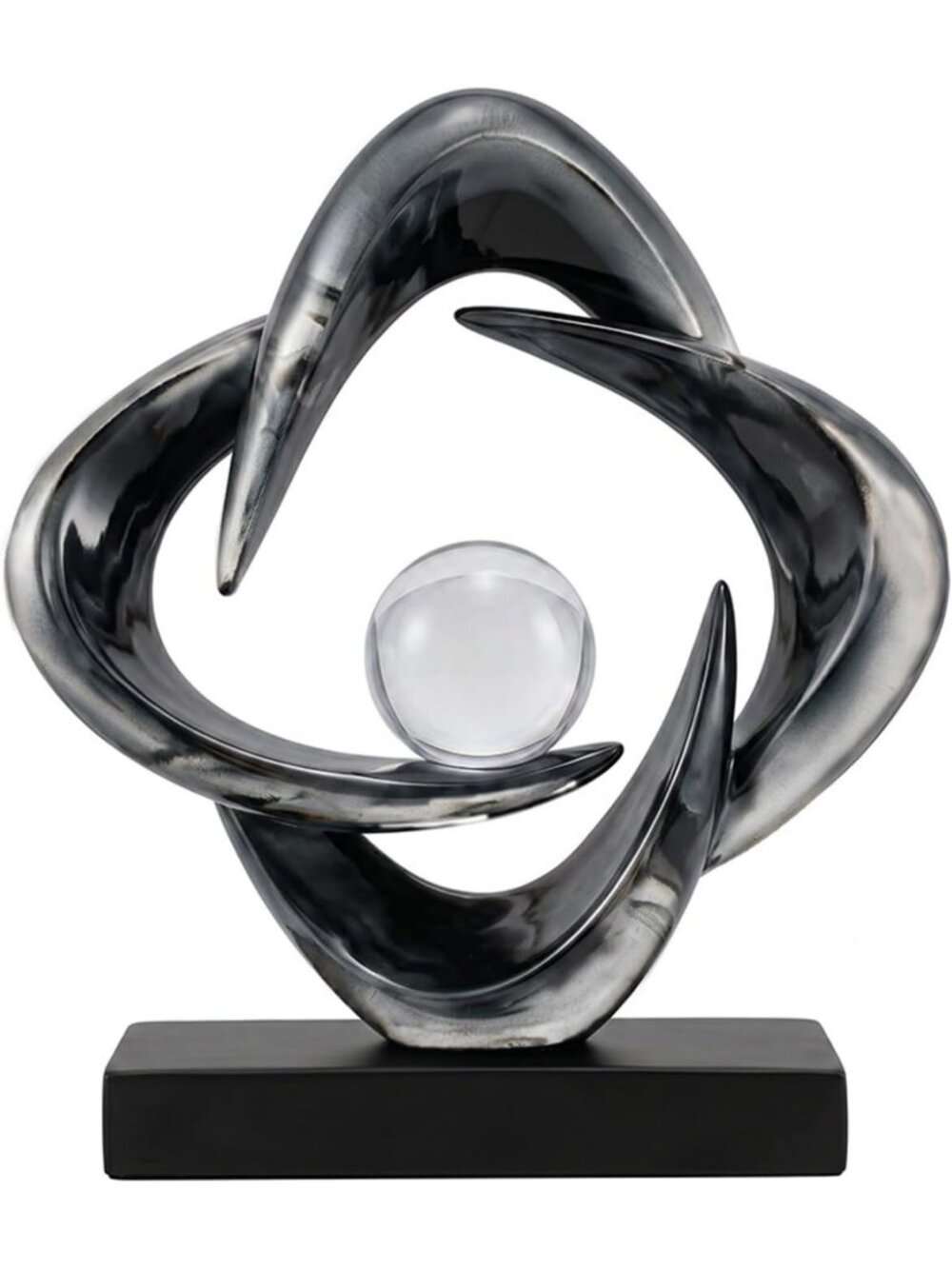 Modern Abstract Gray Resin Sculpture Decor - 10.8” Art Statue for Home & Office